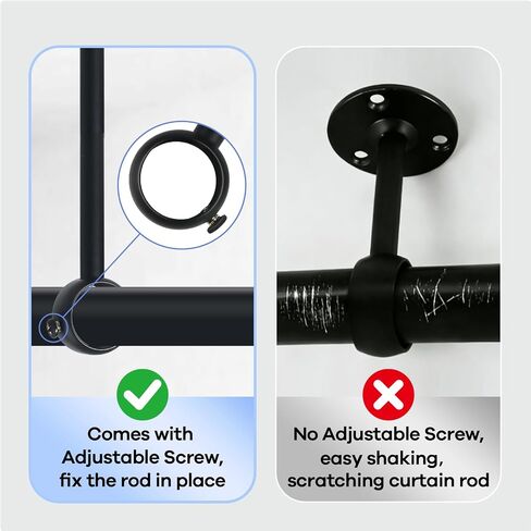 6 Inch Celing Curtain Rod Brackets, Stainless Steel Ceiling Curtain Rod Hooks Holders for 1 Inch Drape Poles,Heavy Duty Ceiling Curtain Rod Hangers for Bathroom, Living Room, Bedroom, 2 Pack, Black in Saudi Arabia