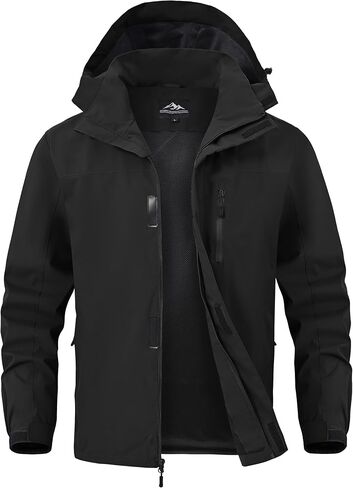 Zoofly Mens Waterproof Hiking Jacket with Hood Windproof Light Weight Windbreaker Outdoor Fishing Raincoat Zipper Pockets in Saudi Arabia