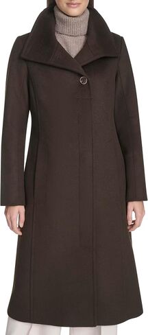 Kenneth Cole Women's Classic Wool Walker W Three Button Stand Collar and Back Belt Detail in Kuwait