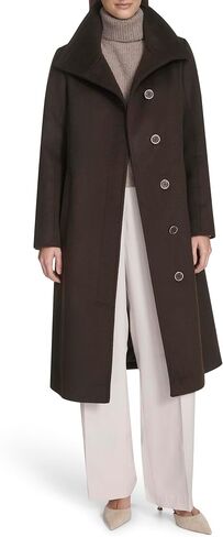 Kenneth Cole Women's Classic Wool Walker W Three Button Stand Collar and Back Belt Detail in Kuwait