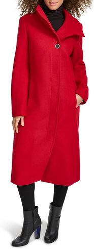 Kenneth Cole Women's Classic Wool Walker W Three Button Stand Collar and Back Belt Detail in Kuwait