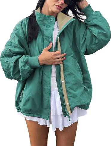 Womens Windproof Outdoor Jacket Fleece Lined Lightweight Coat in Saudi Arabia