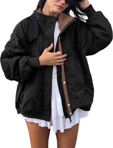Womens Windproof Outdoor Jacket Fleece Lined Lightweight Coat in Saudi Arabia