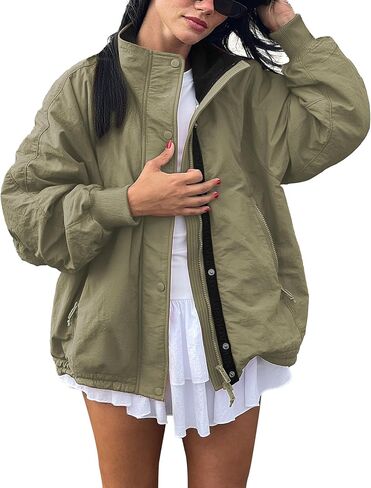 Womens Windproof Outdoor Jacket Fleece Lined Lightweight Coat in Saudi Arabia