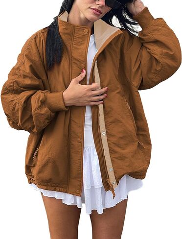 Womens Windproof Outdoor Jacket Fleece Lined Lightweight Coat in Saudi Arabia