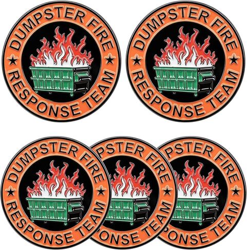 5Pcs/10Pcs Dumpster Fire Lapel Pin Set, Funny Metal Enamel Badges for Backpacks & Clothing, Novelty Gag Gifts for Office Coworkers in Saudi Arabia