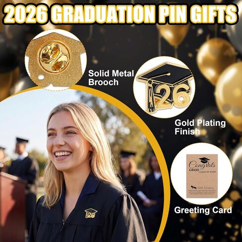 50 Pcs Graduation Pins Class of 2026 Memorial Enamel Pins with Inspirational Cards Graduation Gifts Bulk Doctoral Cap Badge Keepsakes for Graduate College Teacher Grad Party Favors in Saudi Arabia