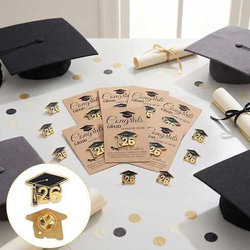 50 Pcs Graduation Pins Class of 2026 Memorial Enamel Pins with Inspirational Cards Graduation Gifts Bulk Doctoral Cap Badge Keepsakes for Graduate College Teacher Grad Party Favors in Saudi Arabia
