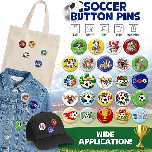 24Pcs 2026 World Soccer Button Pins America Canada Mexico Tinplate Badge Brooch Sports Themed Party Favors Decoration Game Day Accessories Souvenir Gift for Football Lovers Fans Clothes Backpacks Hats in Saudi Arabia