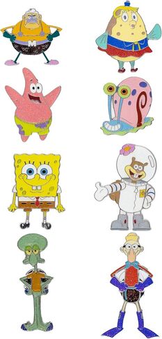 SpongeBob SquarePants Blind Box Glitter Enamel Pin Series, Mystery Character SpongeBob, Sandy, Patrick, Gary, Squidward, Mermaidman, Barnacle Boy or Mrs Puff in Kuwait