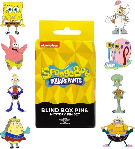 SpongeBob SquarePants Blind Box Glitter Enamel Pin Series, Mystery Character SpongeBob, Sandy, Patrick, Gary, Squidward, Mermaidman, Barnacle Boy or Mrs Puff in Kuwait