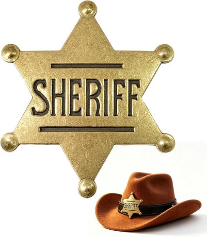Sheriff Badge,Western Police Badges Cowboy Cop Star Pins for Men,Women,Halloween Cosplay,Carnival Prize,Party Favors,Themed Party Decoration,2.6inch in Kuwait