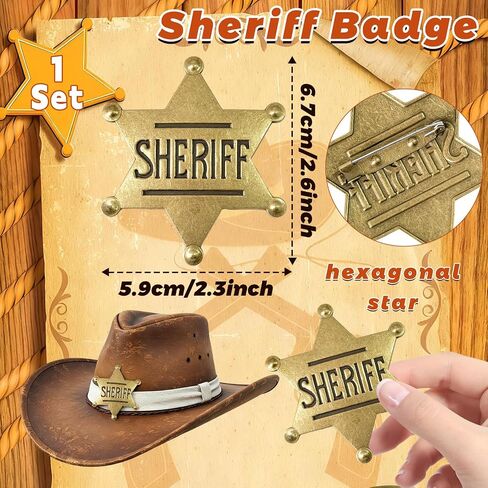 Sheriff Badge,Western Police Badges Cowboy Cop Star Pins for Men,Women,Halloween Cosplay,Carnival Prize,Party Favors,Themed Party Decoration,2.6inch in Kuwait