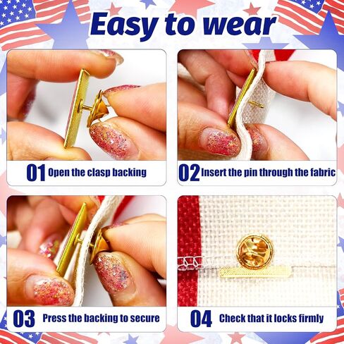 10 Pack USA Flag Lapel Pins, Gold Trimmed American Enamel Badges, United States Flag Design, Patriotic Pins for Independence Day, National Holidays, Office, Suit Jacket, Backpack, or Hat Decoration in Saudi Arabia