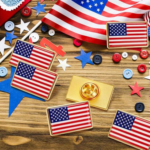 10 Pack USA Flag Lapel Pins, Gold Trimmed American Enamel Badges, United States Flag Design, Patriotic Pins for Independence Day, National Holidays, Office, Suit Jacket, Backpack, or Hat Decoration in Saudi Arabia