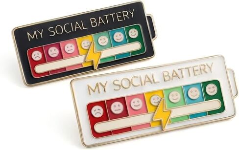 My Social Battery Slider Pin,7 Days a Week Fun Enamel Emotional Badge,My Social Battery Slider Pin for Clothing Decoration Backpacks Bags Hats Gifts（2 PCS) in Saudi Arabia