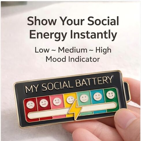 My Social Battery Slider Pin,7 Days a Week Fun Enamel Emotional Badge,My Social Battery Slider Pin for Clothing Decoration Backpacks Bags Hats Gifts（2 PCS) in Saudi Arabia