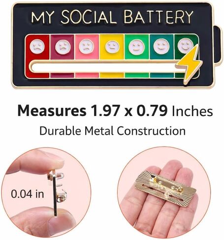 My Social Battery Slider Pin,7 Days a Week Fun Enamel Emotional Badge,My Social Battery Slider Pin for Clothing Decoration Backpacks Bags Hats Gifts（2 PCS) in Saudi Arabia