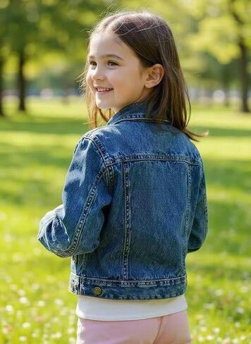 Chicbaby Kids Denim Jean Jacket for Boys & Girls, Classic Blue Button-Up Outerwear with Pockets, Lightweight Coat for Spring in Saudi Arabia