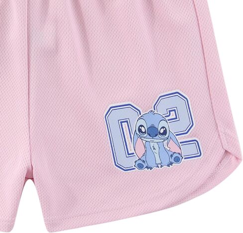 طقم تي شيرت للفتيات بأكمام قصيرة وسروال شبكي من Disney Lilo & Stitch للأطفال الصغار وحتى الأطفال الكبار in Kuwait