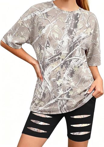 Girls Clothes 2 Piece Summer Outfits Camo Short Sleeve T-shirt Top and Leggings Shorts Set Clothes for Girls 6-14Y in Kuwait