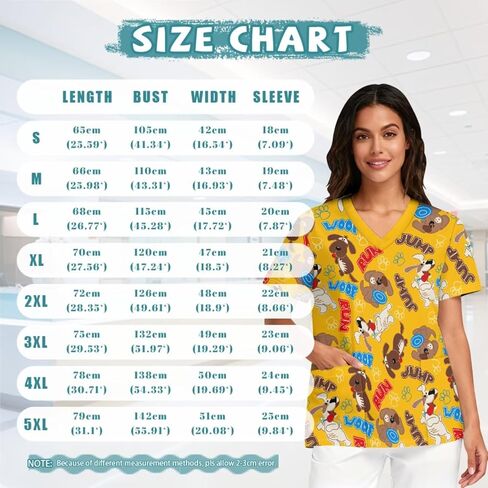 Women's Loose-Fit Medical Scrubs V-Neck with Printed Nurse Cap Design Pocketed Nurse Uniform Top Sizes S - 5XL in Saudi Arabia