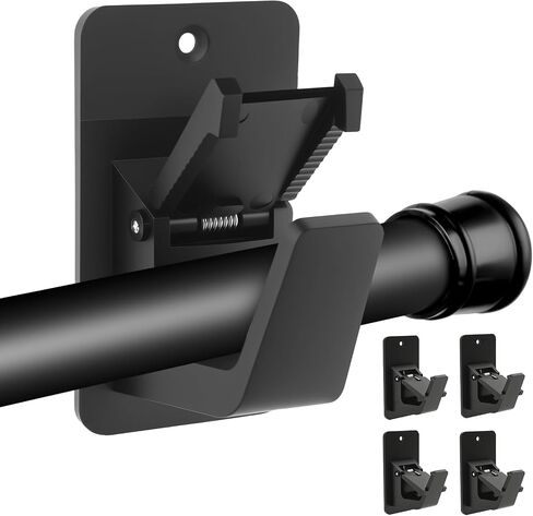 4 Pack Adhesive Curtain Rod Holders, Black | No Drill, Self Adhesive Wall Mount, Renter Friendly, Fits Rods Up to 0.78 Inch in Saudi Arabia