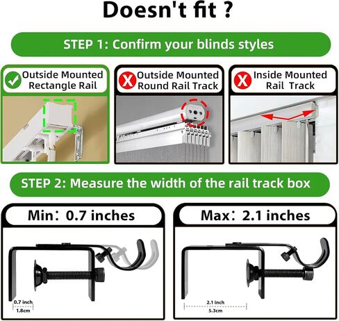 fit for 0.7-2 inches Rectangle Headrail Set of 4 No Drill and Tools Required.Outside Mounted Blinds Curtain Rod Bracket (4) in Kuwait