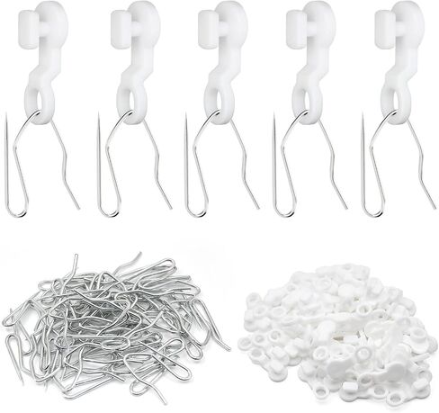 Plastic White 29mm Traverse Rod Slides-Metal Curtain Hooks Curtain Roller Snap in Traversing Slides Track Glider Hoooks 50 Pcs in Saudi Arabia