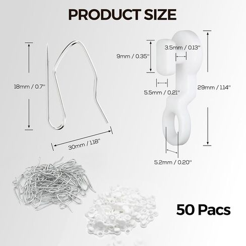 Plastic White 29mm Traverse Rod Slides-Metal Curtain Hooks Curtain Roller Snap in Traversing Slides Track Glider Hoooks 50 Pcs in Saudi Arabia