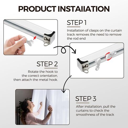 Plastic White 29mm Traverse Rod Slides-Metal Curtain Hooks Curtain Roller Snap in Traversing Slides Track Glider Hoooks 50 Pcs in Saudi Arabia