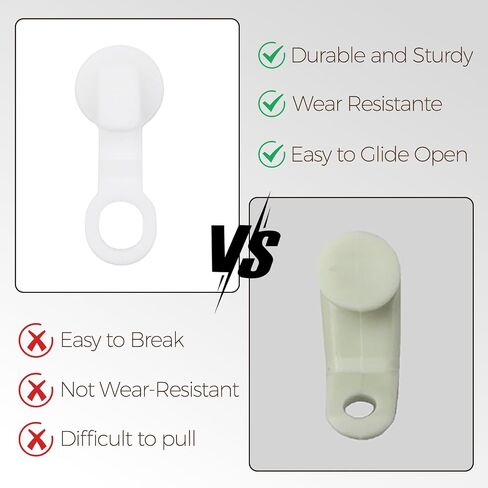 Plastic White 29mm Traverse Rod Slides-Metal Curtain Hooks Curtain Roller Snap in Traversing Slides Track Glider Hoooks 50 Pcs in Saudi Arabia