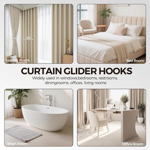 Plastic White 29mm Traverse Rod Slides-Metal Curtain Hooks Curtain Roller Snap in Traversing Slides Track Glider Hoooks 50 Pcs in Saudi Arabia