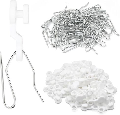 Plastic White 29mm Traverse Rod Slides-Metal Curtain Hooks Curtain Roller Snap in Traversing Slides Track Glider Hoooks 50 Pcs in Saudi Arabia