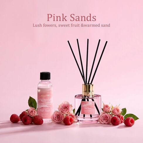 Airkeep Reed Diffuser Set with Refill & 8 Reed Sticks, 6.96 fl oz Pink Sands Home Fragrance, Long Lasting Aromatherapy Diffuser for Bedroom, Bathroom & Living Room in Saudi Arabia