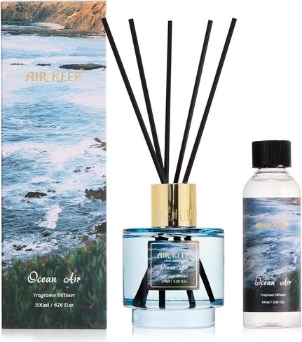 Airkeep Reed Diffuser Set with Refill & 8 Reed Sticks, 6.96 fl oz Pink Sands Home Fragrance, Long Lasting Aromatherapy Diffuser for Bedroom, Bathroom & Living Room in Saudi Arabia