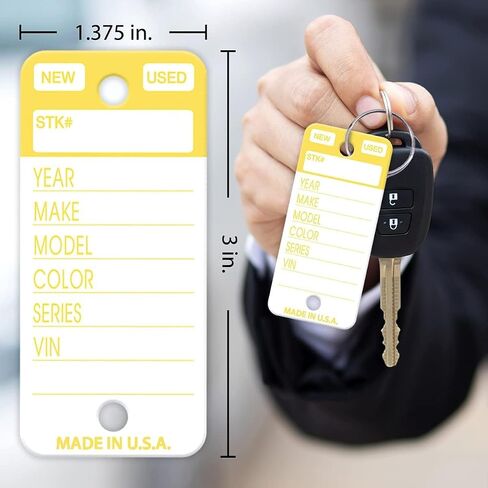250 Tear-Proof Vinyl Poly Car Key Tags with Split Rings Included and Two Markers Heavy-Duty Write-On Design Orange in Kuwait