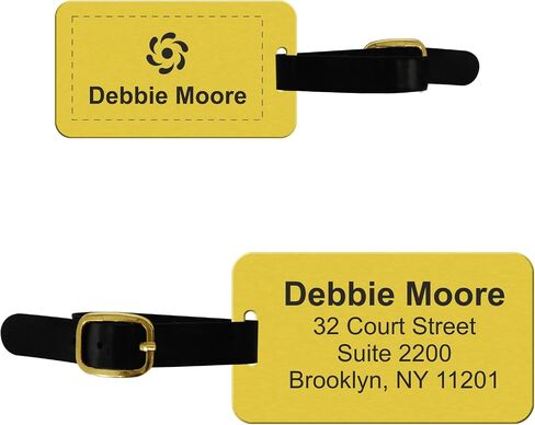 SmartSign Premium Custom Luggage Tag - 2-Sided Personalized Brass Luggage Tags with Leather Strap for Luxury Bags, Suitcases | 2" x 3.5" Solid Brass (Pack of 1 - Double Sided), Made in USA in Kuwait