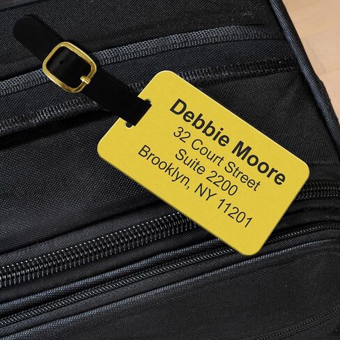 SmartSign Premium Custom Luggage Tag - 2-Sided Personalized Brass Luggage Tags with Leather Strap for Luxury Bags, Suitcases | 2" x 3.5" Solid Brass (Pack of 1 - Double Sided), Made in USA in Kuwait