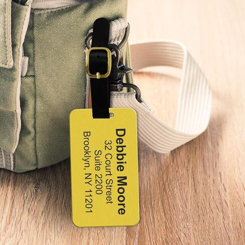 SmartSign Premium Custom Luggage Tag - 2-Sided Personalized Brass Luggage Tags with Leather Strap for Luxury Bags, Suitcases | 2" x 3.5" Solid Brass (Pack of 1 - Double Sided), Made in USA in Kuwait