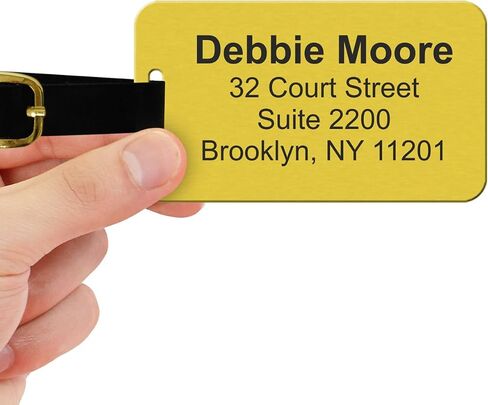 SmartSign Premium Custom Luggage Tag - 2-Sided Personalized Brass Luggage Tags with Leather Strap for Luxury Bags, Suitcases | 2" x 3.5" Solid Brass (Pack of 1 - Double Sided), Made in USA in Kuwait
