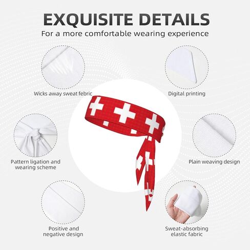 Swiss Flag Ultimate Performance Sweat Absorbent Bandana Headband for Outdoor Sports - Unisex Design, Soft & Breathable Fabric, Black in Saudi Arabia