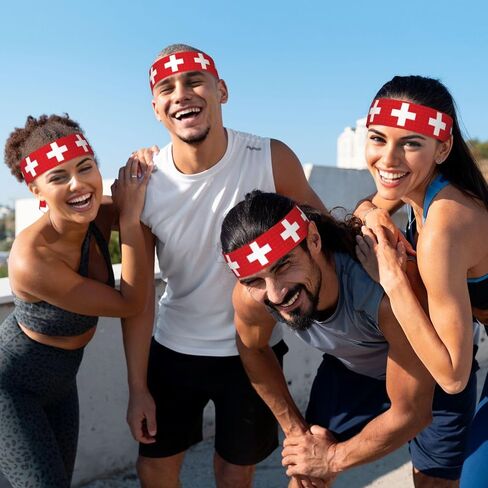 Swiss Flag Ultimate Performance Sweat Absorbent Bandana Headband for Outdoor Sports - Unisex Design, Soft & Breathable Fabric, Black in Saudi Arabia