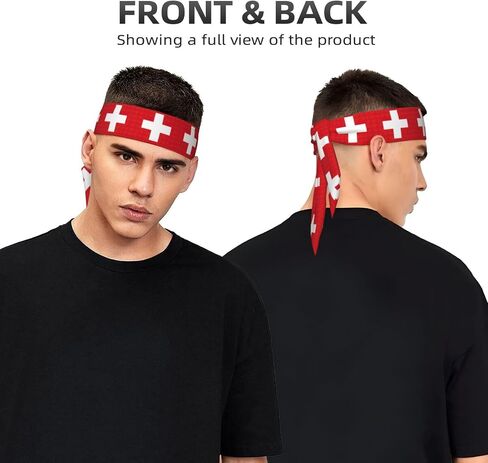 Swiss Flag Ultimate Performance Sweat Absorbent Bandana Headband for Outdoor Sports - Unisex Design, Soft & Breathable Fabric, Black in Saudi Arabia