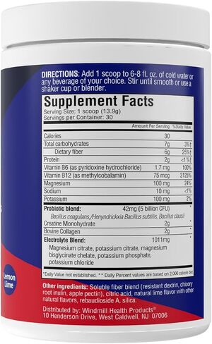 DietWorks GLP-1 Booster – Daily Companion Drink Mix with 6g Prebiotic Fiber, Probiotics, Collagen & Creatine – Supports Gut Health, Hydration, Energy & Wellness – Lemon Lime Flavor, 30 Servings in Saudi Arabia