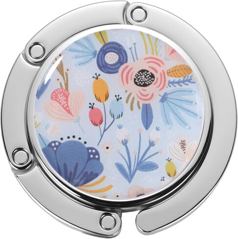 Foldable Flower Pattern Purse Hook for Women, Portable Round Table Bag Hanger, Silver Anti-Slip Handbag Holder for Desk, Office, Dining & Travel (4pcs - Exquisite Floral Hooks) in Saudi Arabia
