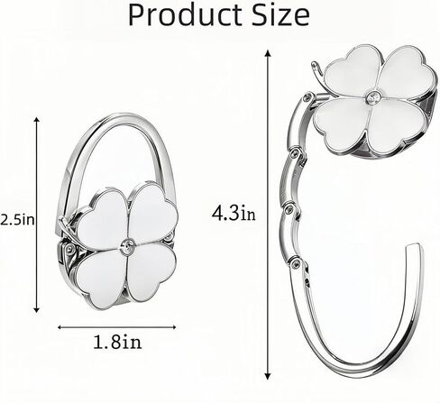 2Pcs Purse Hook for Table, Four Leaf Clover, White Green | Foldable, Handbag Hanger in Kuwait