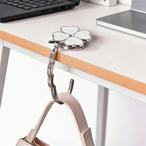 2Pcs Purse Hook for Table, Four Leaf Clover, White Green | Foldable, Handbag Hanger in Kuwait