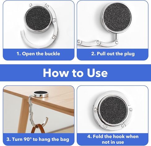 3 Pcs Purse Hanger for Table, Foldable Handbag Hook Table-Hangers, Foldable Purse Hook for Table Storage Folding Decor Women's Bag Holder Handbag Desk Hanger in Kuwait
