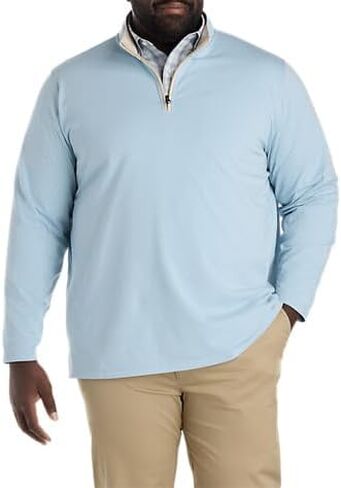 Oak Hill by DXL Men's Big and Tall 1/4-Zip Tech Pullover Sweater, Forget Me Knot in Kuwait